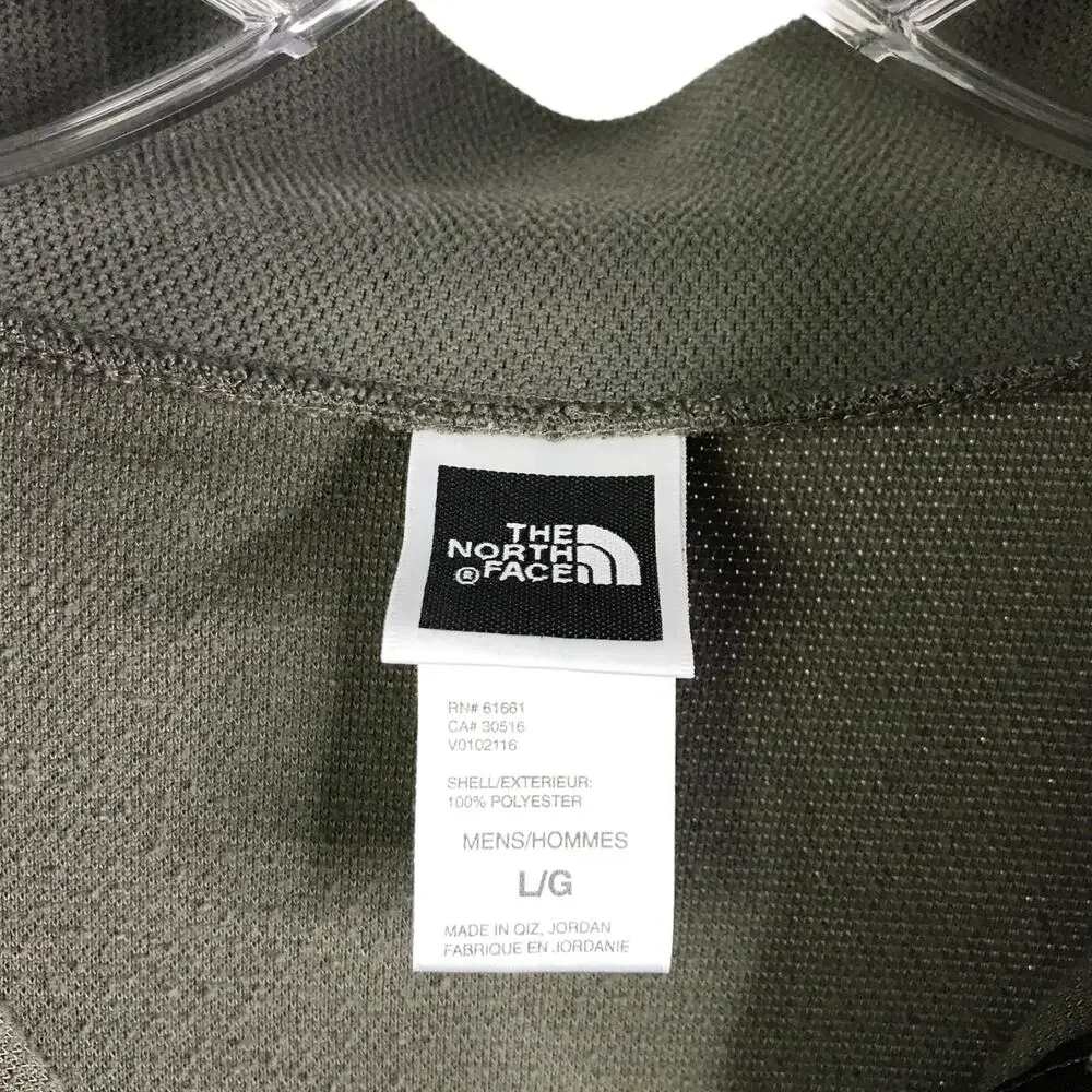 The North Face Sweatshirt Mens Sz L Olive Green Micro Fleece 1/4 Zip Long Sleeve